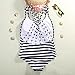 CROSS1946 Sexy Women Monokini Swimsuits stripes Black/White One Piece Bathing Backless Bikini S