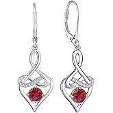 Rocayi Dangle Drop Heart Earrings for Women 925 Sterling Silver Infinity Leverback Earrings Birthstone Jewelry Gifts for Women Wife Girlfriend Mother Daughter Her