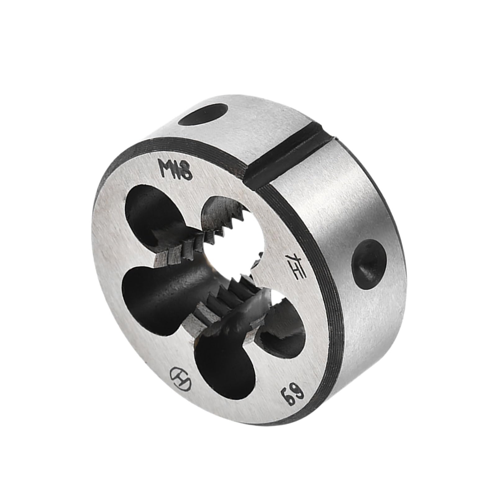 CoCud Round Thread Repair Die, M18x2.5 Die 45mm OD, Alloy Tool Steel Left Hand Cylindrical Pipe Threading Tool with 5 Chip Holes - (Applications: for Threading Repairing)