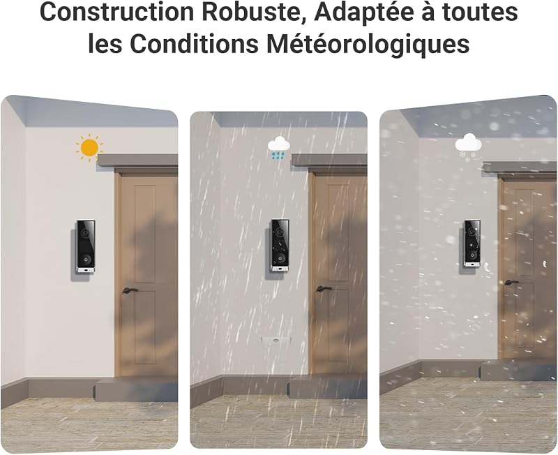 6MP+2MP Sonnette sans Fil avec Camera Double et Carillon EP8 Ultra