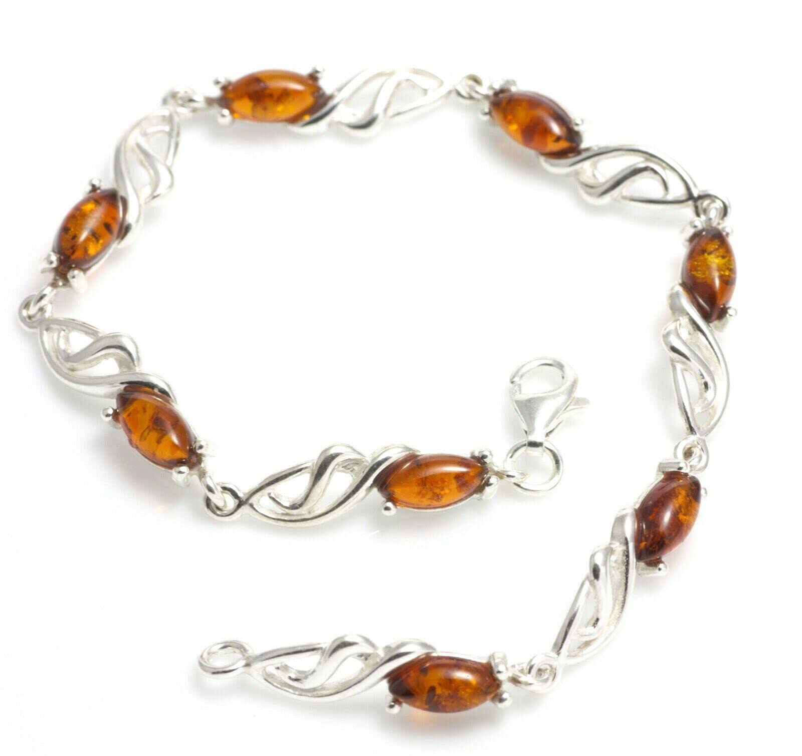 NATURAL BALTIC AMBER STERLING SILVER 925 JEWELLERY Gemstone BRACELET Jewellery For Woman