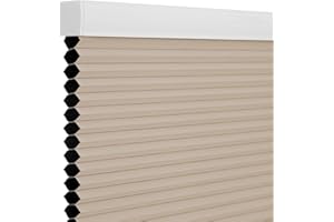 Changshade Blackout Blinds, Cordless Cellular Shades, 1 Inch Blackout Shades, Room Darkening Blinds, Pull Down Window Shades, Easy to Install Honeycomb Window Blinds, 35" W x 72" H, Beige