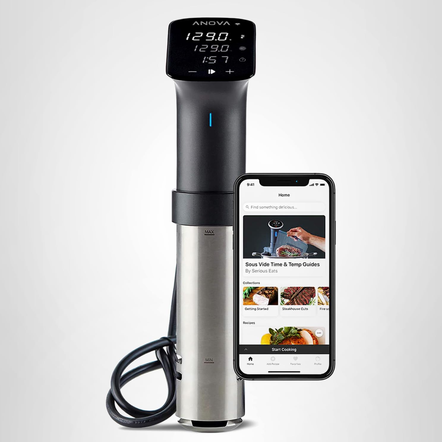 Anova Culinary Sous Vide Precision Cooker Pro, 1200 Watts, Black and Silver