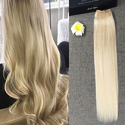 Full Shine 20inch Straight Flip on Remy Human Hair Extension One Piece Blonde 100g Double Weft Mircale Wire Halo Real Hair Extension Hairpiece