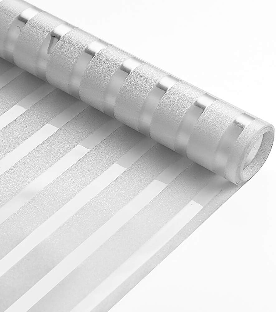 ConCus-T Window Film Privacy Self Adhesive Frosted Window Sticker Removable No Glue Film Stripe Vinyl Static Cling Door Glass Covering for Living Room Office Bathroom 60×300cm