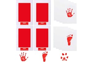 LelonHo Inkless Hand and Footprint Kit Clean Touch Ink Pad for Newborn Baby Pet Paw Print Kit(4 Ink Pads,8 Imprint Cards) (4 Pack red)