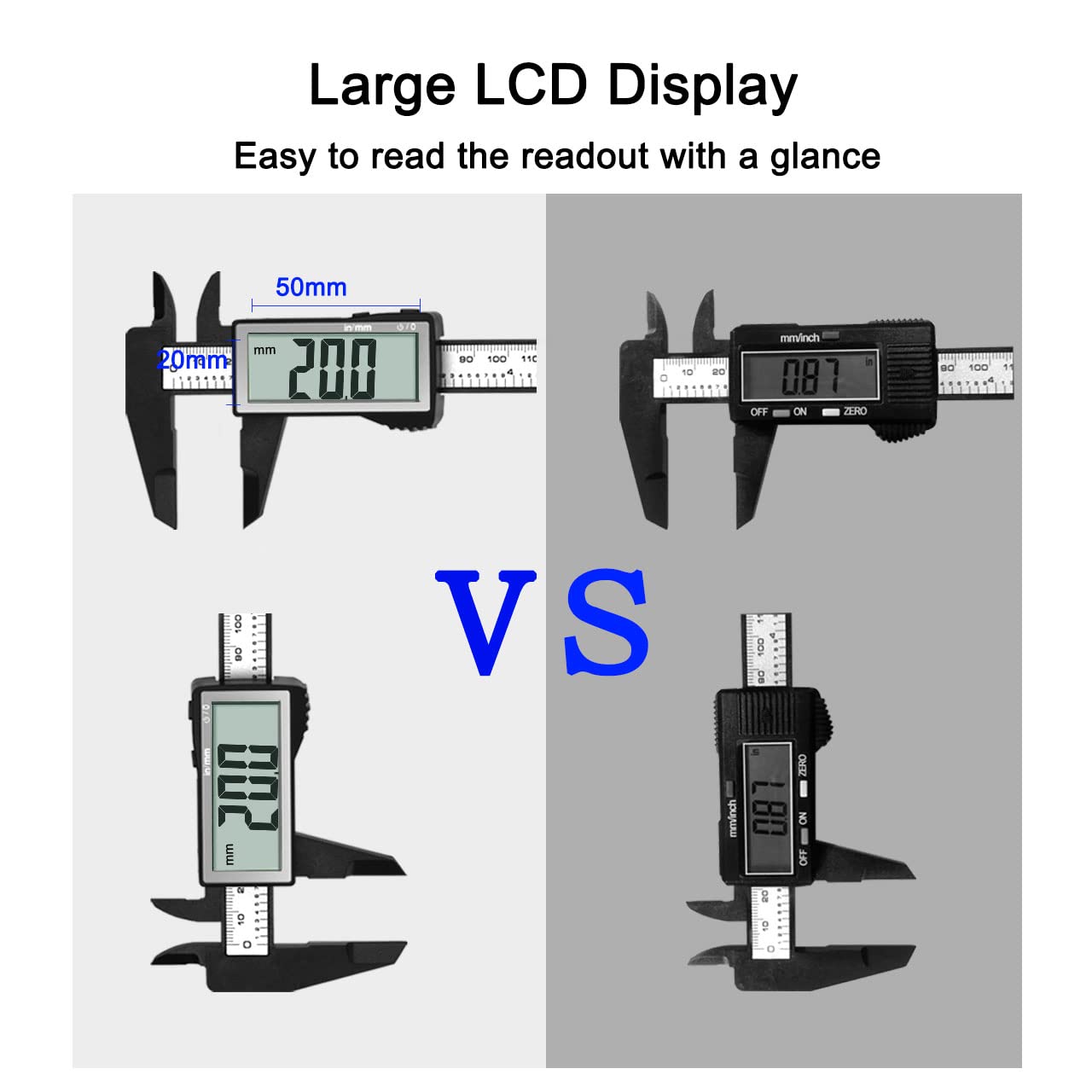 Kynup Digitaler Messschieber mit großem LCD-Bildschirm, Digitale Schieblehre, Millimeter/Zoll Umwandlung, Leichter Messwerkzeuge Messschieber, 150mm Caliper with Large LCD Screen 3