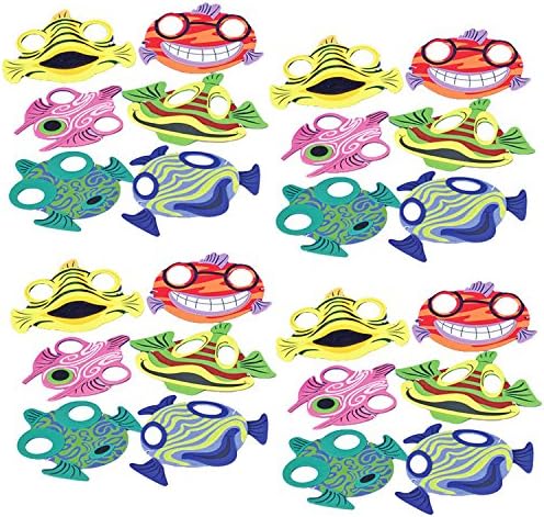 TwiceBooked Foam Fish Face Mask Party Two Pack - Two Packs of 12 - Total 24
