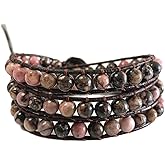 ZOSOJONA Boho Wrap Bead Bracelet for Women - Handmade Adjustable Natural Stone Beaded Bracelets Rope Yoga Healing Bracelet Bangle Hippie Jewelry