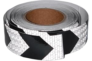 Tuyrchu Black and White Reflective Tape Outdoor Waterproof 2 Inch x 66 Feet, Warning Reflector, Night Safety Stickers for Car