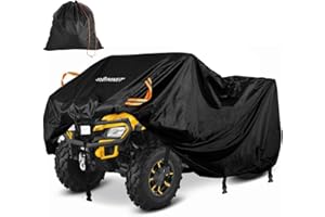 SRIMMIT ATV Cover Waterproof Heavy Duty,Four Wheeler Cover Outdoor,420D Oxford Fabric,Nano Coating,4 Windproof Buckles,3 Reflective Strips,4 Wheeler Cover for Kawasaki,Honda,Polaris,Quad Cover(XL 84"X48"X46")