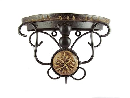 Pindia Beautiful wood and wrought iron small wall bracket