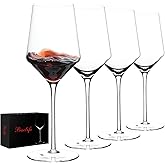 BACLIFE Hand Blown Red Wine Glasses Set of 4 – 15 oz Premium Crystal Wine Glasses With Long Stem – Unique Wedding Gift, Daily Use