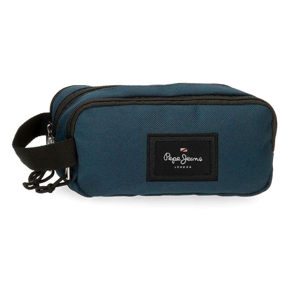 Pepe Jeans Aris Triple Pencil Case 22 x 12 x 5 cm Made of Polyester, Size for Backpack and Postcard, De Joumma Bags, Navy, Case
