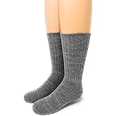 WARRIOR ALPACA SOCKS - Superfine Alpaca Wool Socks For Boy's And Girl's - Cuff-able Crew - Solid – Ribbed (Large, Grey)
