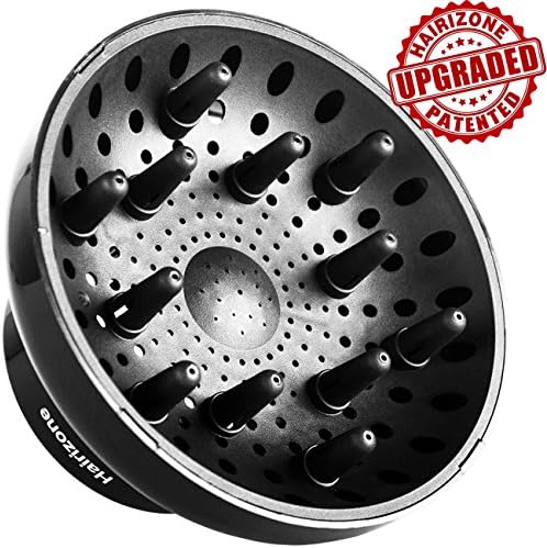 Hairizone Universal Diffuser for Hair Dryers with Nozzle D=1.7"-2.6" for Curly or Wavy Hair Styling, Dry and Gain Maximum Volume without Frizz, Black