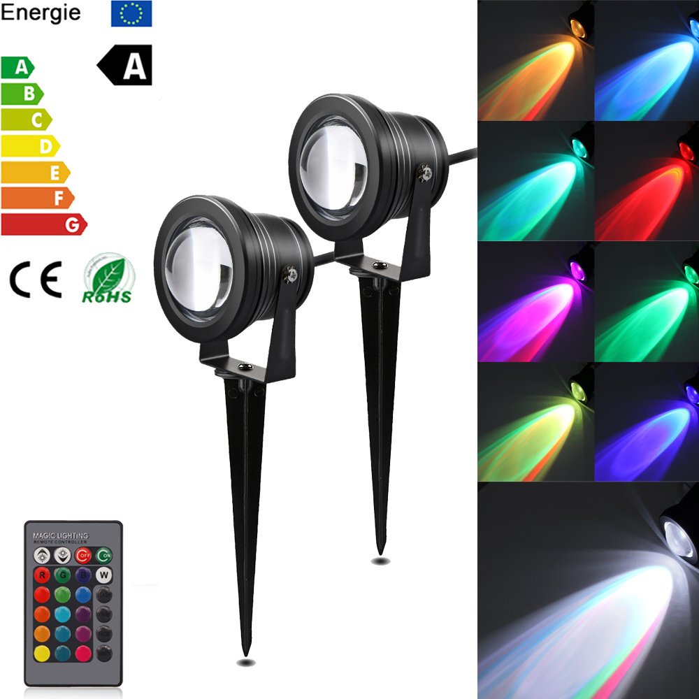 Outdoor RGB Color Changing Landscape Light, Decorative Lamp 10W LED Garden Lighting Wall Yard