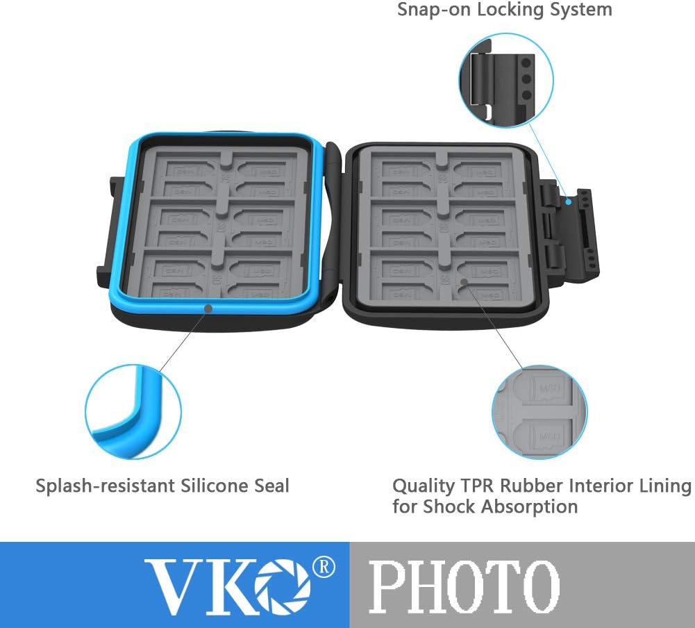 VKO Memory Card Case, 36 Slots, Shockproof, High Capacity, Water-Resistant, Black Small Carabiner, Case for Computer & Camera Use - Image 5