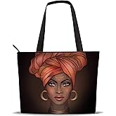 AZPSRT Tote Bag for Women African American Shoulder Handbag Large Capacity Work Fit 15.4 Inch/17.7inch