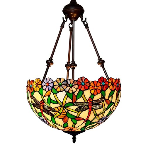 Tiffany Style Chandelier European Retro Stained Glass Pendant