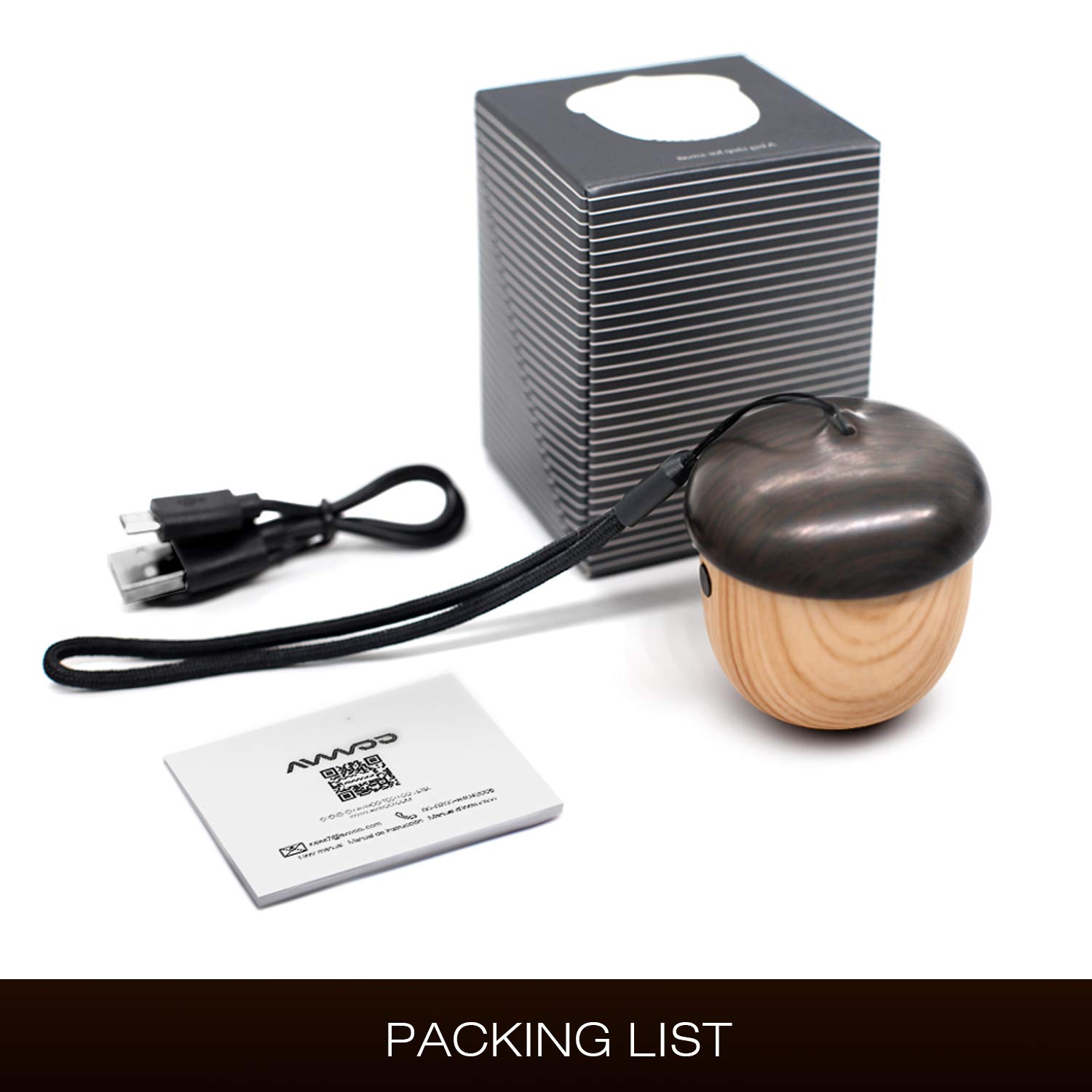 Mini Speaker Bluetooth Wireless, in legno, ricaricabile con copertura in legno, grande suono e compatibile con iPhone, MP3, Samsung, Smartphone, iPad e iPod.