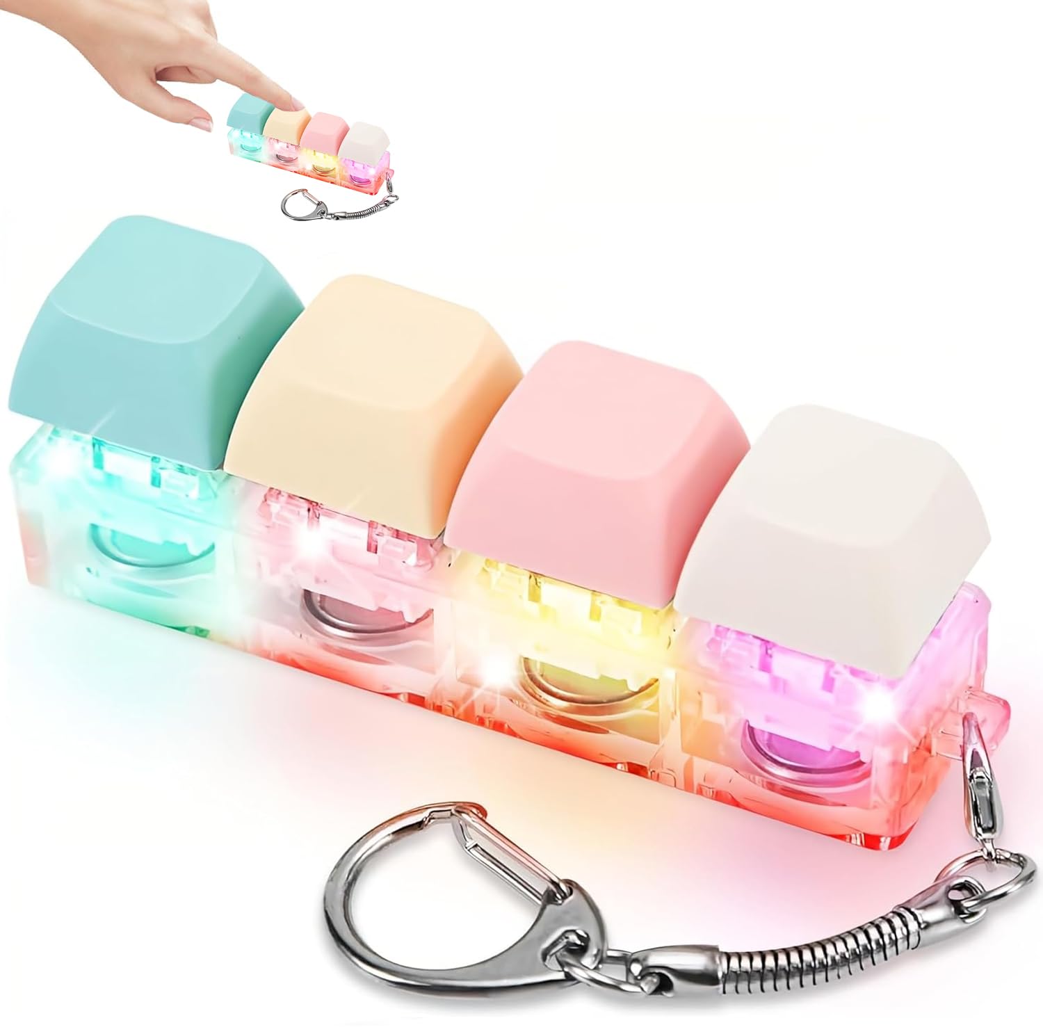 Keyboard Fidget Toy,Fidget Toys Adults,4 Colors Fidget Keyring Mini Fidget Toys,Fidget Keychain for to Pass the Time,Gift for 14+ Years Old Boys Girls Students Adults (1)