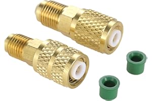 GOHANTEE R410A Mini Split Adapter 5/16 SAE Female to 1/4 SAE Male Vacuum Service Port Quick Couplers, R12 R22 R404 Adapter with 1/4 Female to 5/16 Vacuum Service Port for HVAC Air Conditioner Mini Split System