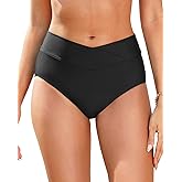 Women V Cut Bikini Bottoms - High Waisted Full Coverage Swimsuits Cross Front Bathing Suit Bottoms 2026
