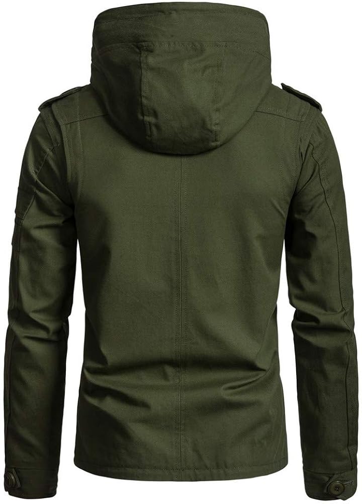 TIANRUN Men Button Down Jacket Hooded 