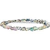 QNAVIC Natural Raw Ethiopian Black Opal Gemstone Polished Beads Dainty Choker Necklace, Handmade Jewelry, Healing Crystals, October Birthstone Gift for Women, 925 Sterling Silver Chain 18 inch