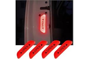 Augeny 4PCS Car Door Open Reflective Stickers, Night Visibility Anti-Collision Auto Safety Warning Protective Strip, Universal Vehicle Decor Accessories for Cars, Trucks, SUVs, Vans (Red)