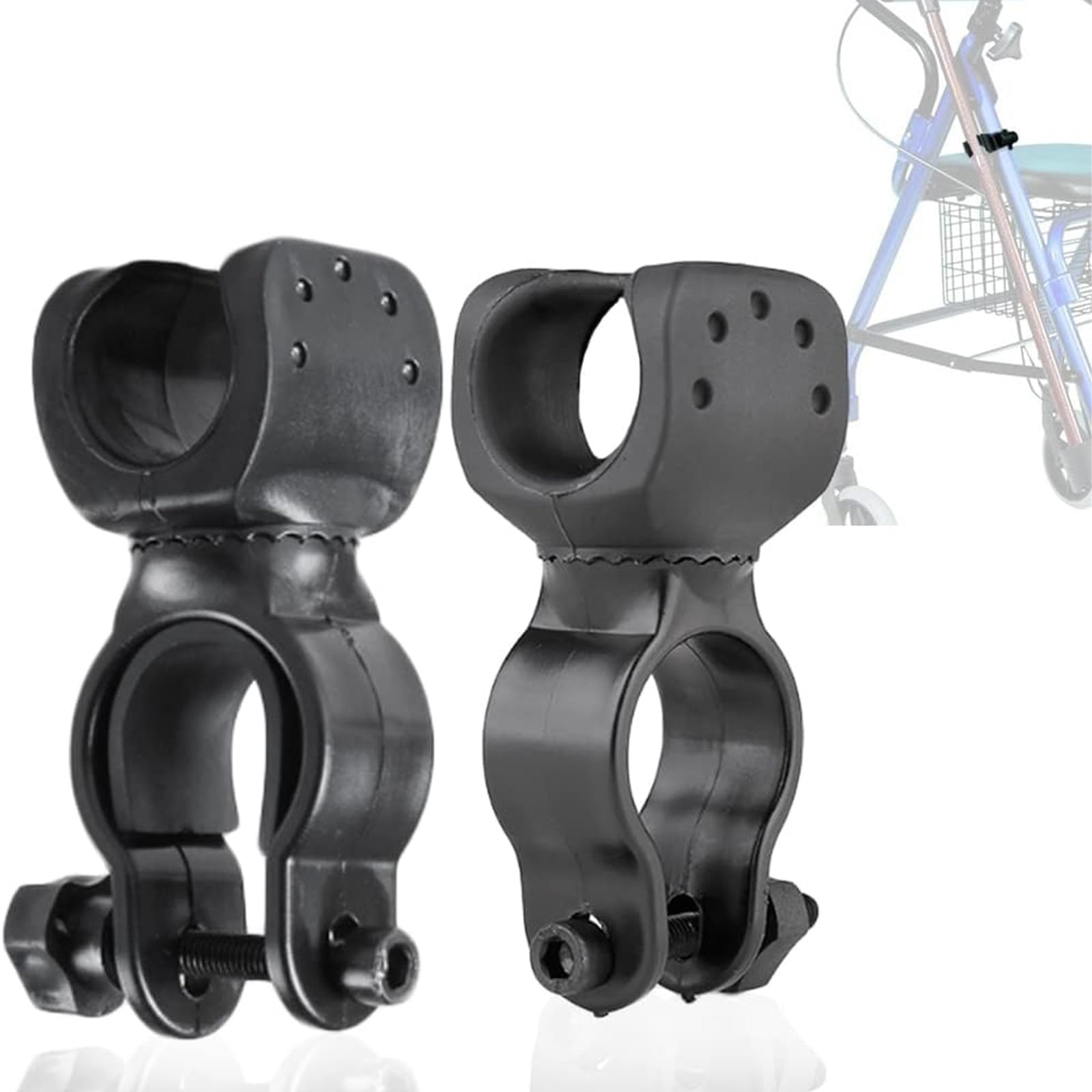 Cane Holder for Drive Rollator, Walker, Wheelchair - Universal Crutches Stick Bracket Accessories, 1" ID, 2 Pcs (A)