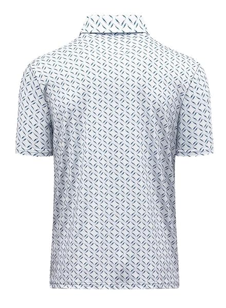 JMIERR PREMIUM GOLF SHIRTS FOR MEN MOISTURE WICKING QUICK DRY PRINT PERFORMANCE ZIPPER COLLARED POLO SHIRT, S, DUSK BLUE