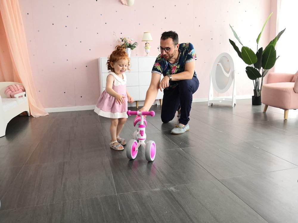 allobebe Baby Balance Bike, Cute Toddler Bikes 12-36 Months Gifts for 1 Year Old Girl Bike to Train Baby from Standing to Running with Adjustable Seat Silent & Soft 3 Wheels: Sports & Outdoors