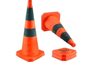 ALYTREE 28 inch Collapsible Traffic Cones, 2 Pack Parking Cones| Safety Cones| Road Cones, Orange Cones with Reflective Collars, Pop up Construction Cones for Parking Lot & Driving Practice