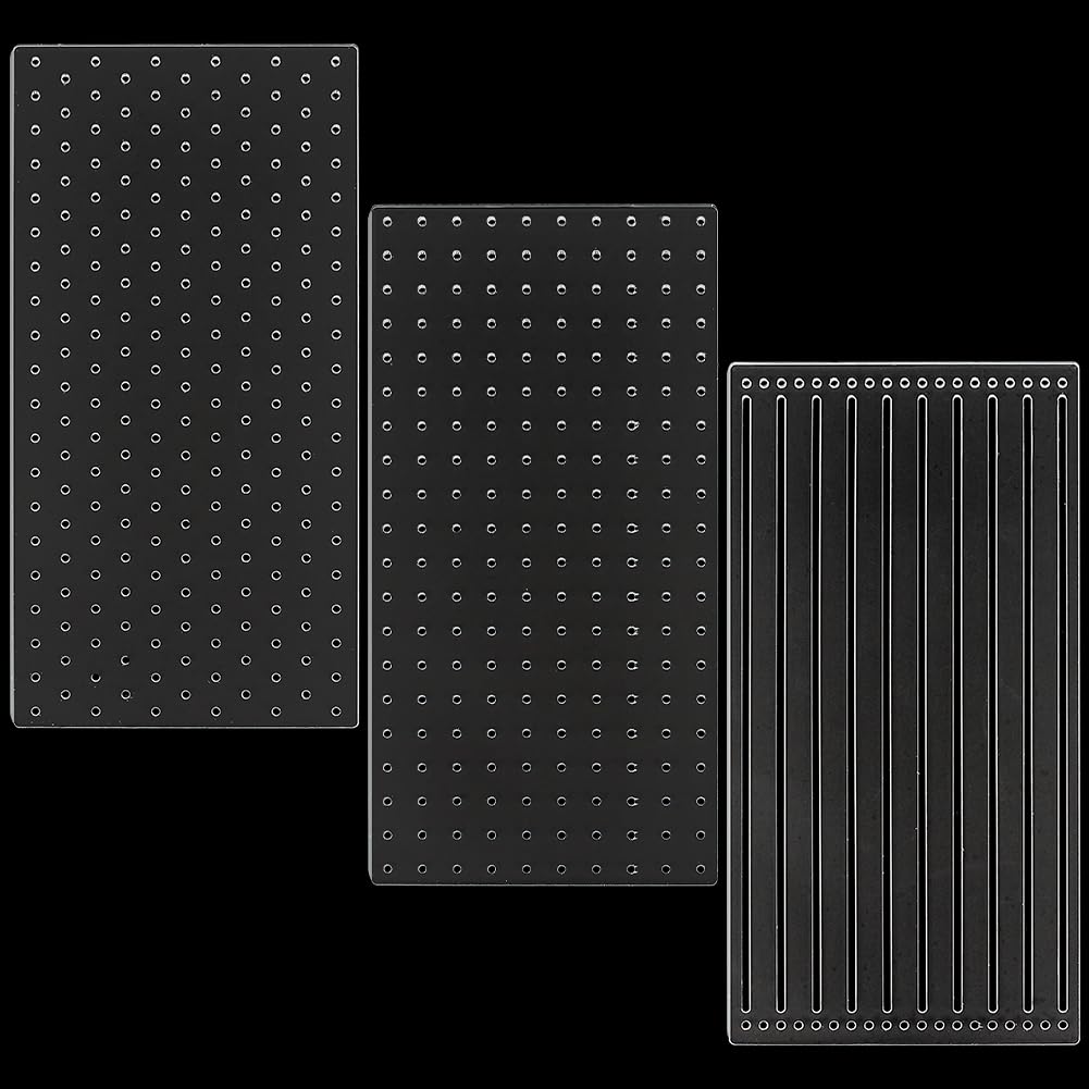 BENECREAT 3Pcs Acrylic Sashiko Stencil, 20x10cm Dots & Lines Acrylic Embroidery Tool Drawing Line Template for Hand Quilting and Embroidery, 2.5mm Thick