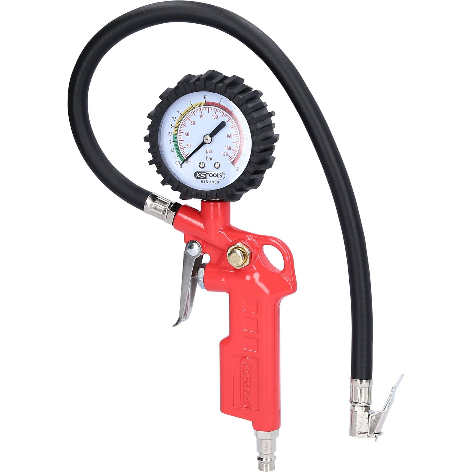 KS Tools 515.1950 0-11 Bar Tyre Inflator with Gauge