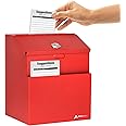 Adir Wall Mountable Steel Suggestion Box with Lock - Donation Box - Collection Box - Ballot Box - Key Drop Box - Safe Storage