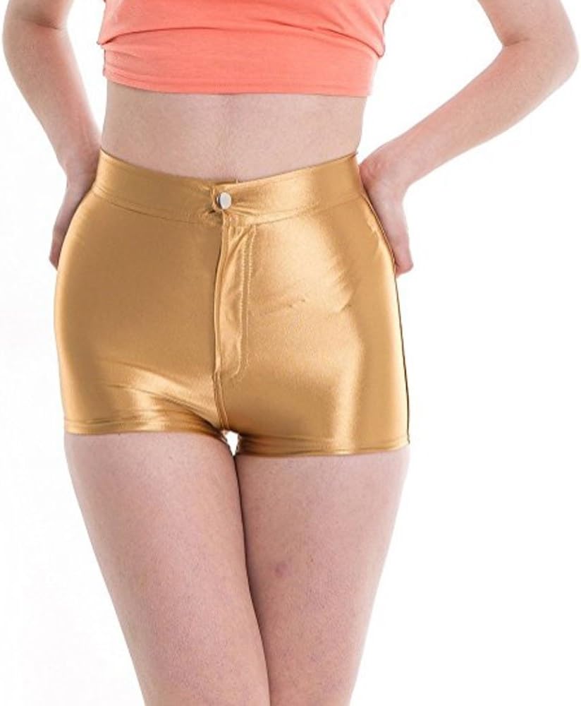 MMIRAG Women’S Ladies Mini Shorts High Waist Metallic Shiny Disco Style Pants