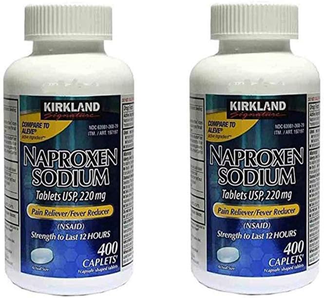 Naproxen Sodium by Kirkland Signature - 400 Caplets 220 Mg Non Prescription Strength - Compare to The Active Ingredient in Aleve (Pack of 2): Health & Personal Care