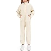 rrhss Girls One Piece Pajamas Long Sleeve Zip-Front Fleece Blanket Sleeper with Pockets 5-14 Years