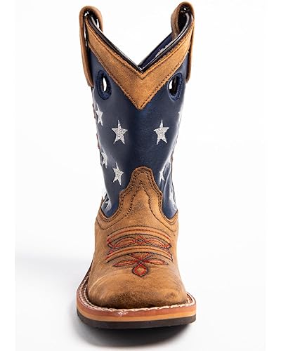 Cody James Boys' USA Flag Western Boot Broad Square Toe Brown D