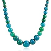 Elegant Simple Graduated Round Created Semi Precious Gemstone Bead Ball Strand Necklace Jewelry For Women 16-18 Inch Stone 12 to16MM