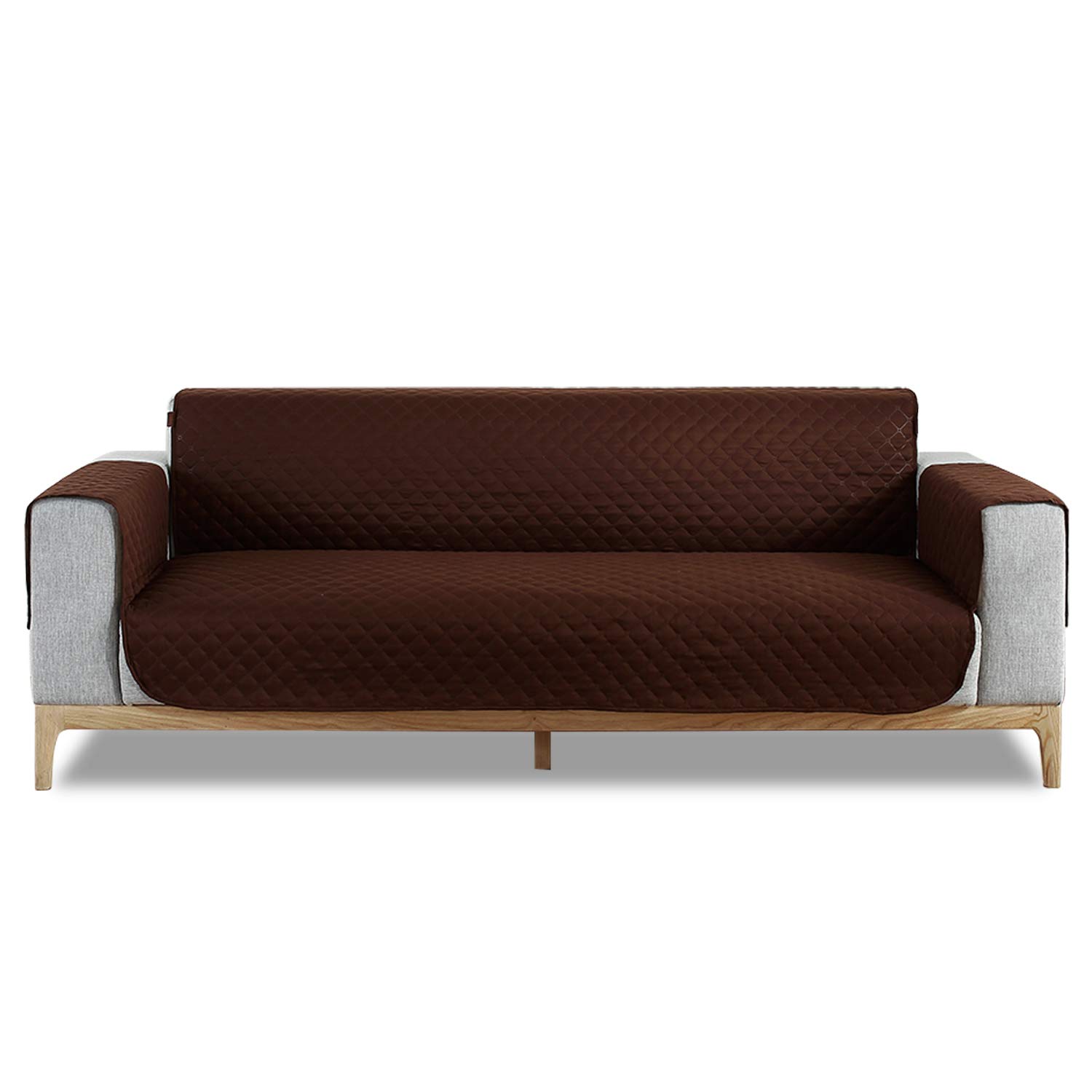 VanderHOME Sofa Cover Quilted Couch Slipcover Recliner Covers Machine Washable Modern Furniture Protector 3 Seater Sofa, Dark brown