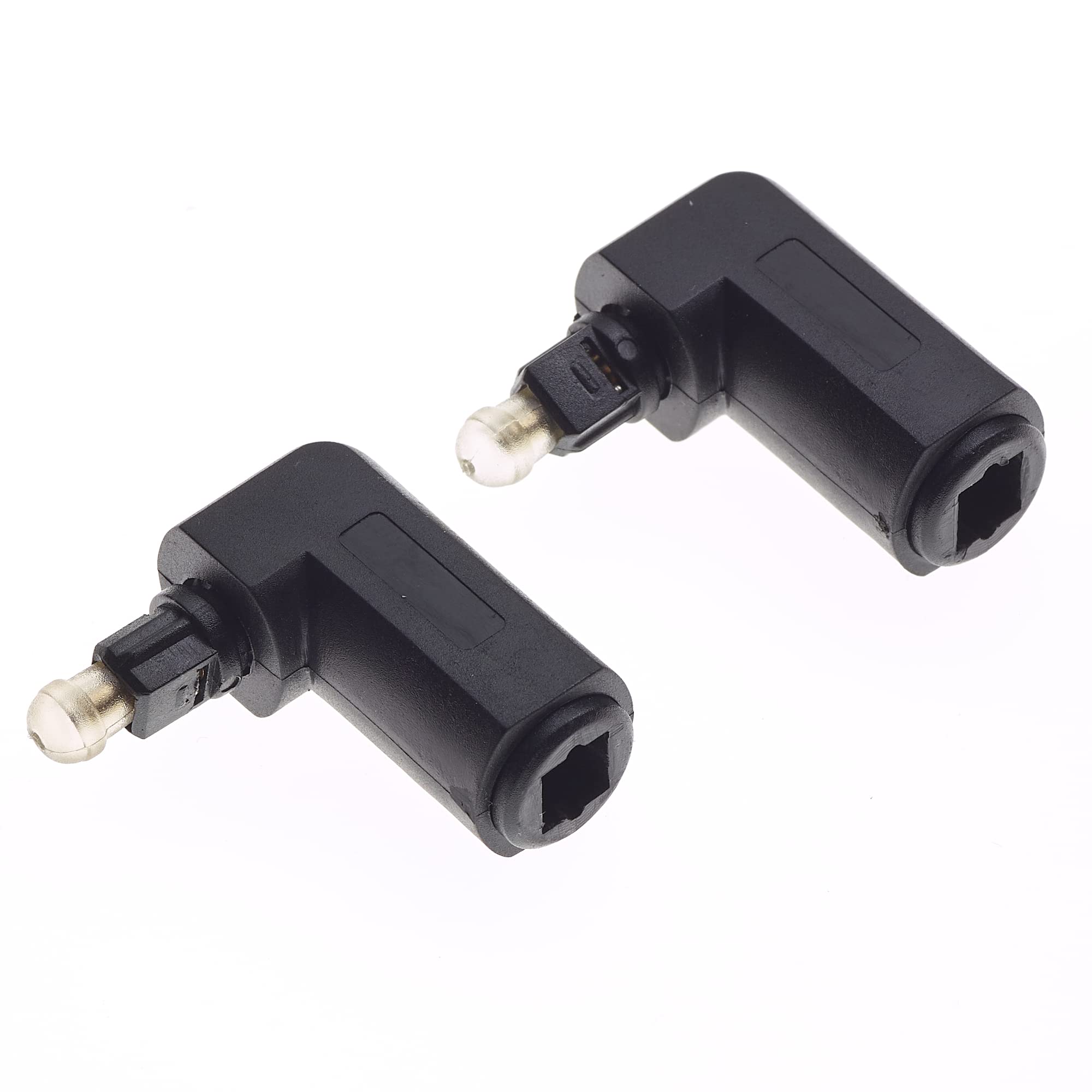 Keple TOSlink Right Angle Coax Connector | Male Plug To Female Socket 3.5mm Optical Audio Cable Adapter, Pack Of 2