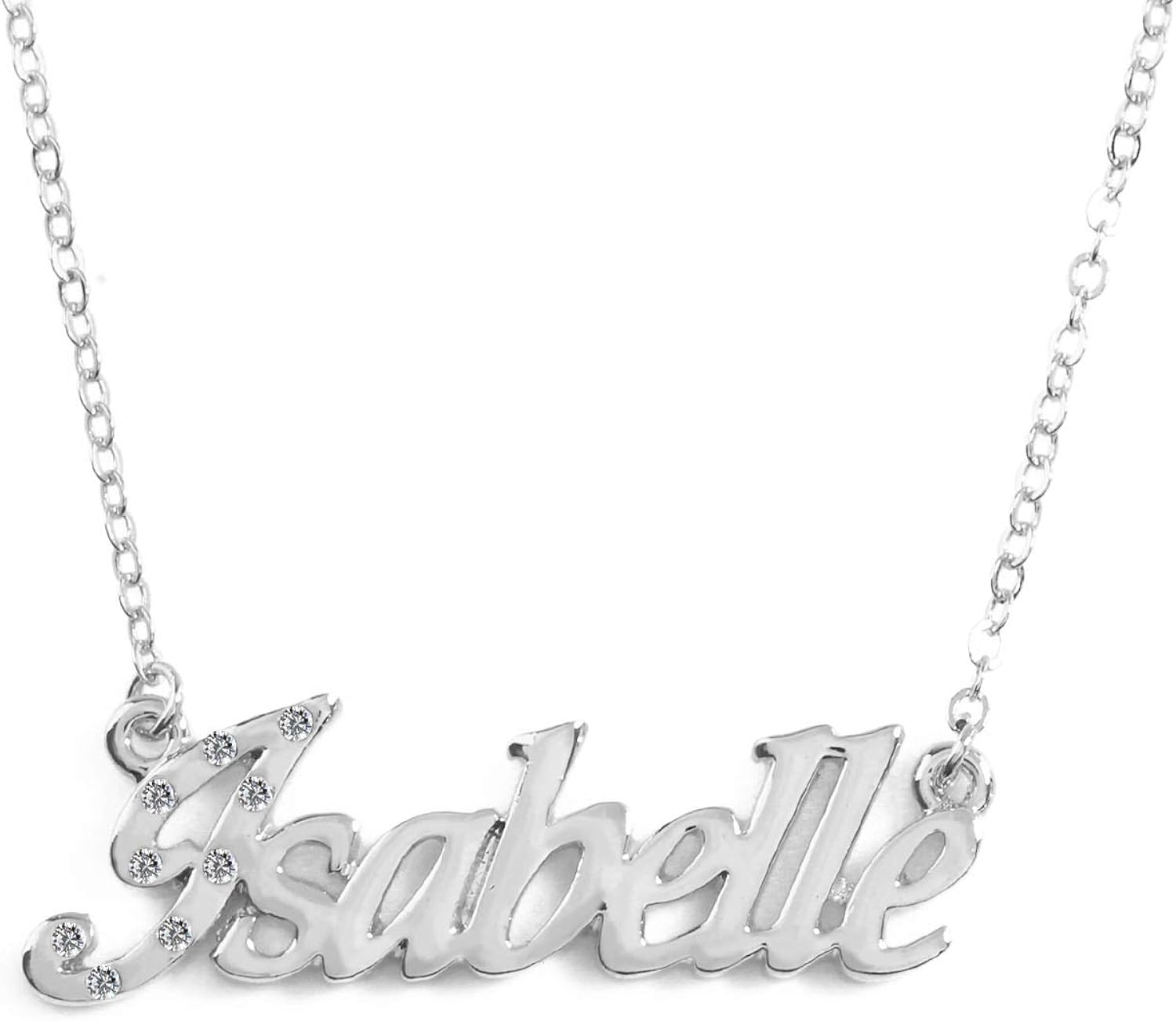 Isabelle Personalized Name Necklace 18K White Gold Plated