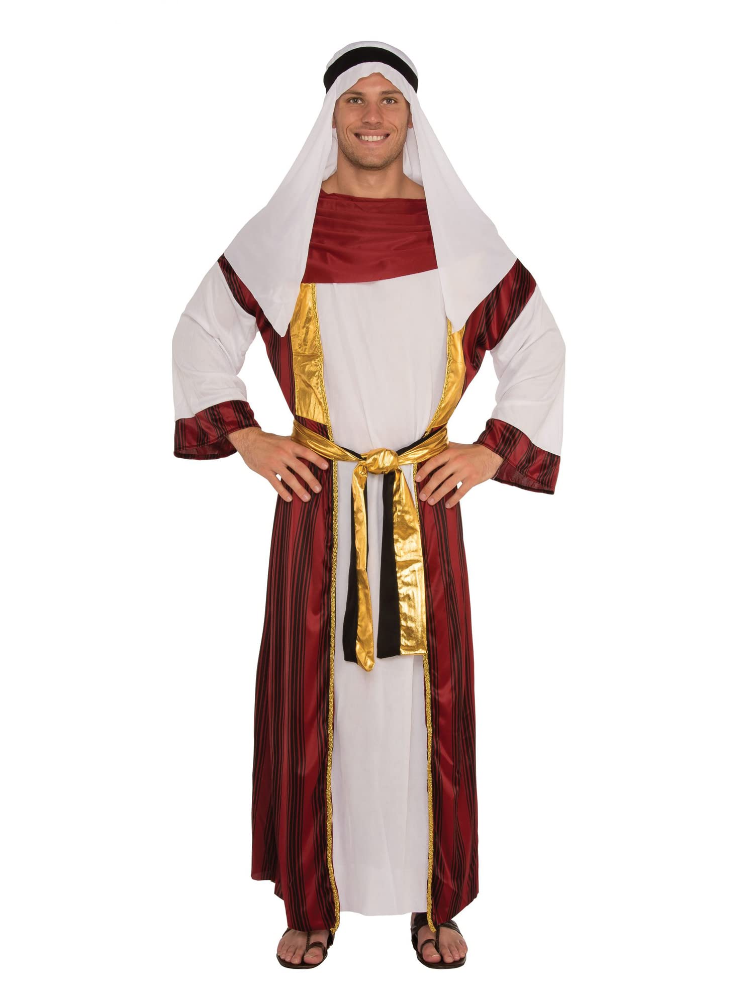 Bristol Novelty 820569STD000 Royal Desert Prince Costume set | Men's adult | White and Wine red Fancy Dress Halloween