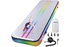 ROMELANDS Inflatable Air Gymnastics Mat 10ft/13ft/16ft Tumbling Mats Training Mat Tumble Track Mats with Electric Air Pump for Home/Gym/Cheerleading/Beach/Outdoor Exercise (4 inches Thick)