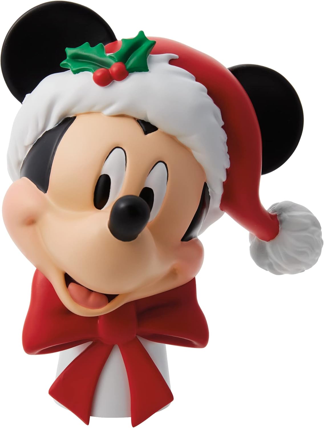 Tree Toppers - Department 56 Disney Mickey Mouse Santa Hat Sculpted Tree Topper, 7 Inch, Multicolor