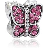 Butterfly Charm Bead for Bracelets (Pink)